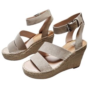Dolce Vita Tan Suede Shayla Espadrille Wedge Sandals - Size 8.5M